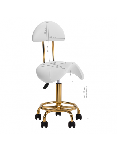 Taboret kosmetyczny 6001-G złoto - biały