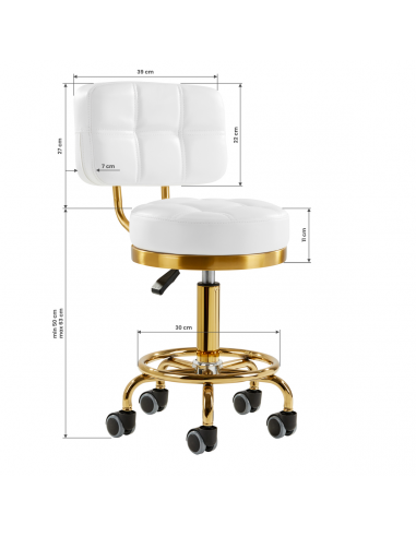 Taboret kosmetyczny Gold AM-830 Biały