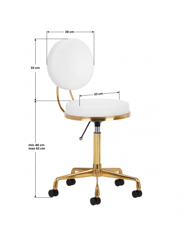 Taboret kosmetyczny H5 złoto biały