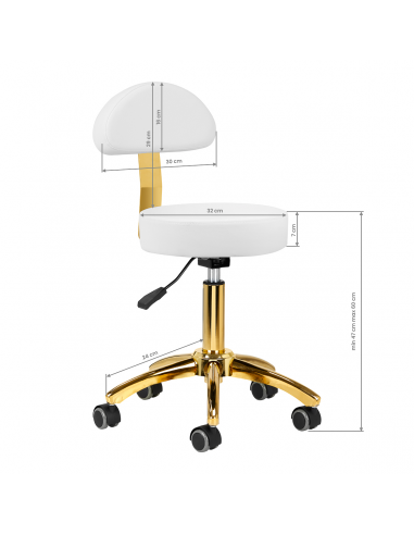 Taboret kosmetyczny AM-304G złoto biały