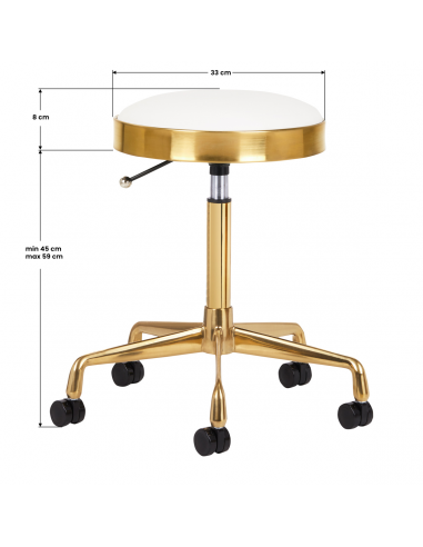 Taboret kosmetyczny H7 złoty biały